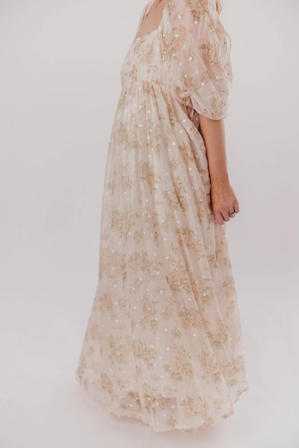 Mona Maxi Dress with Smocking in Cream Floral - Bump Friendly & Inclusive Sizing (S-3XL) - Image 29