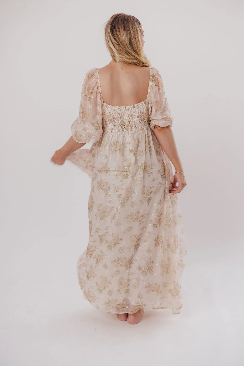 Mona Maxi Dress with Smocking in Cream Floral - Bump Friendly & Inclusive Sizing (S-3XL) - Image 31