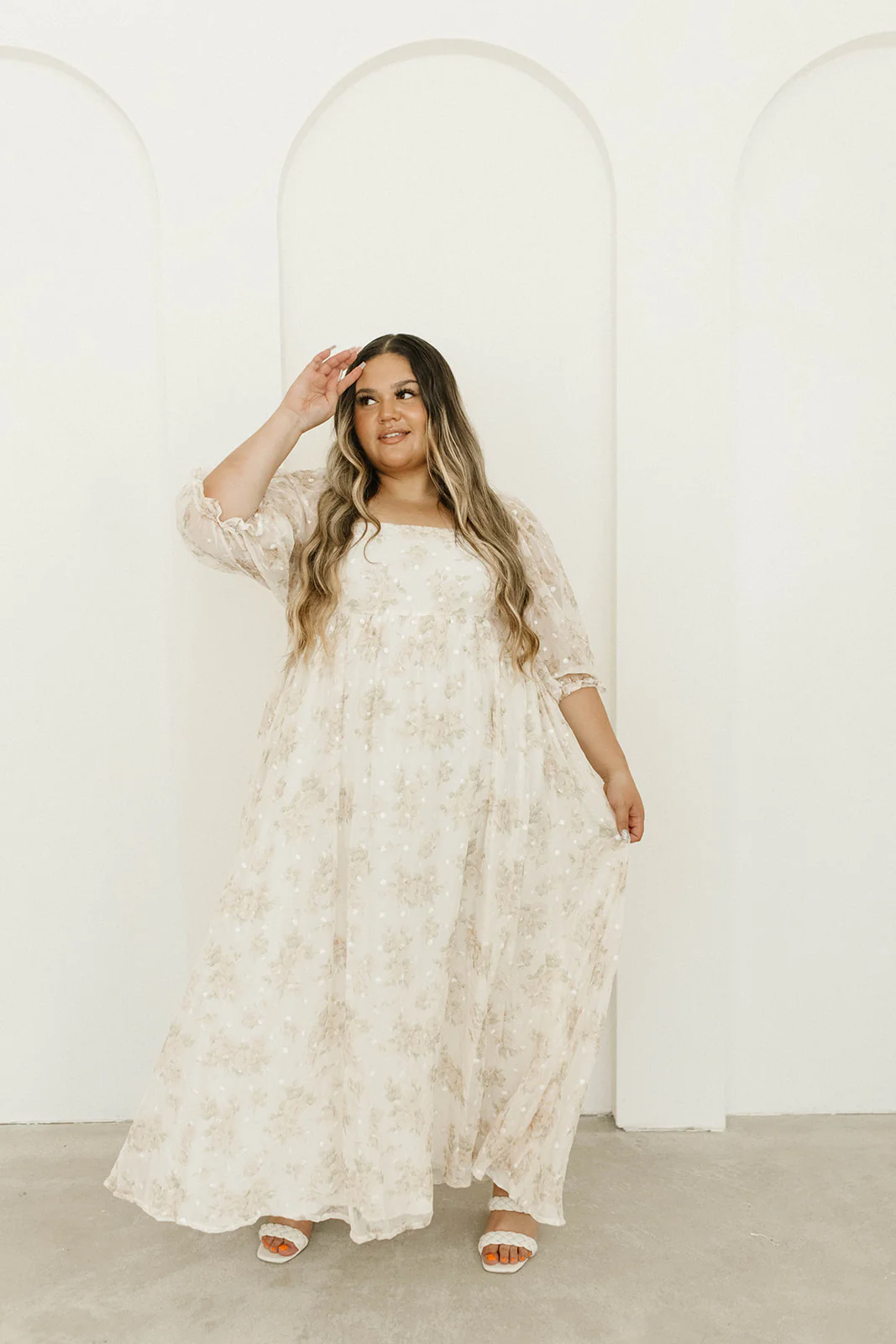 Mona Maxi Dress with Smocking in Cream Floral - Bump Friendly & Inclusive Sizing (S-3XL) - Image 36