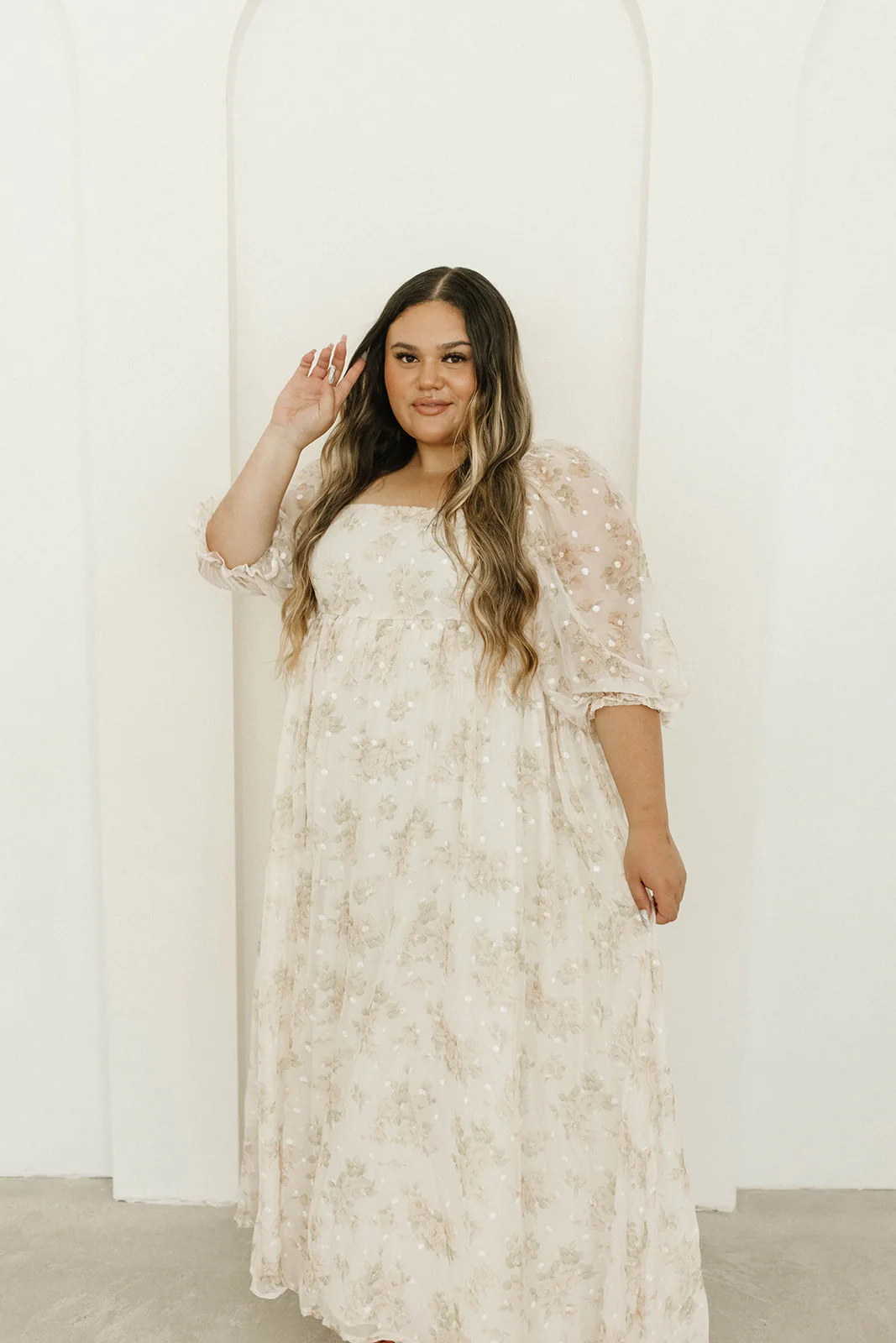 Mona Maxi Dress with Smocking in Cream Floral - Bump Friendly & Inclusive Sizing (S-3XL) - Image 37
