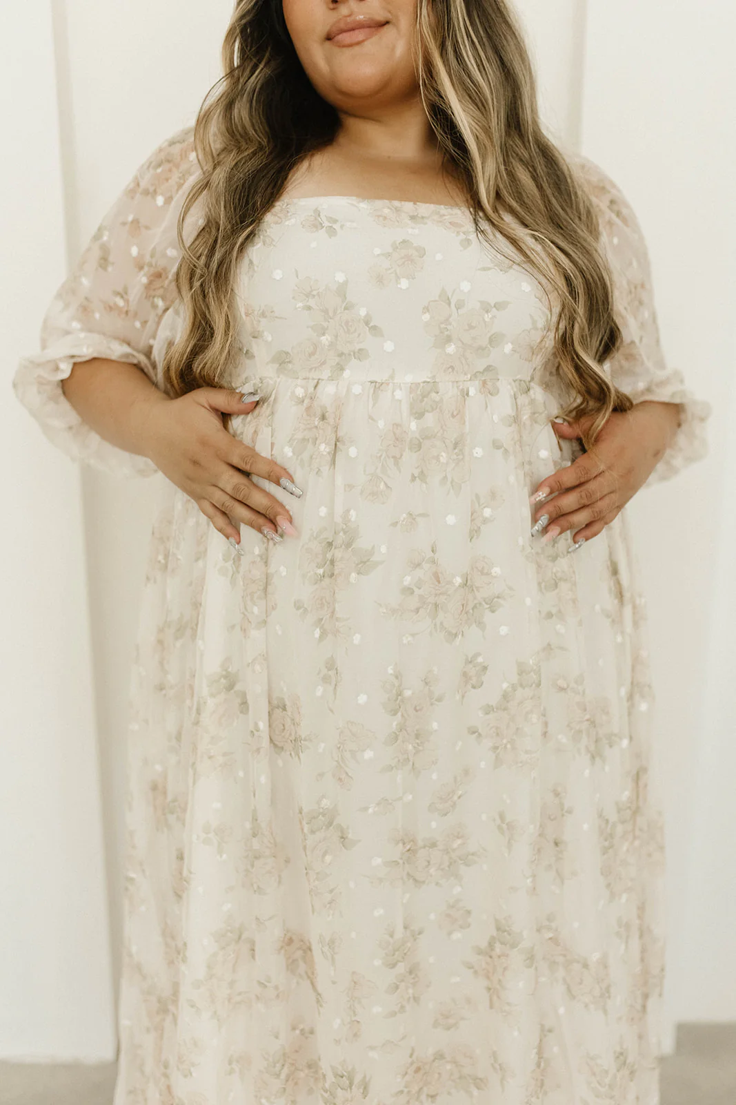 Mona Maxi Dress with Smocking in Cream Floral - Bump Friendly & Inclusive Sizing (S-3XL) - Image 39