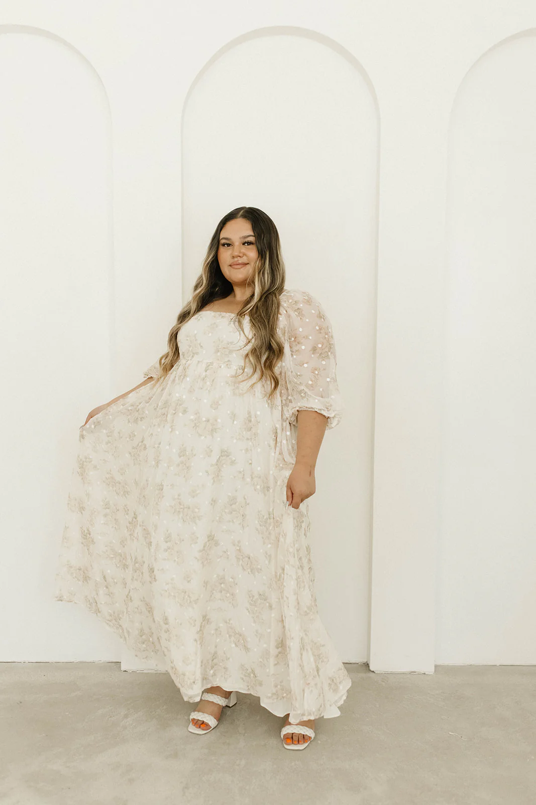 Mona Maxi Dress with Smocking in Cream Floral - Bump Friendly & Inclusive Sizing (S-3XL) - Image 41