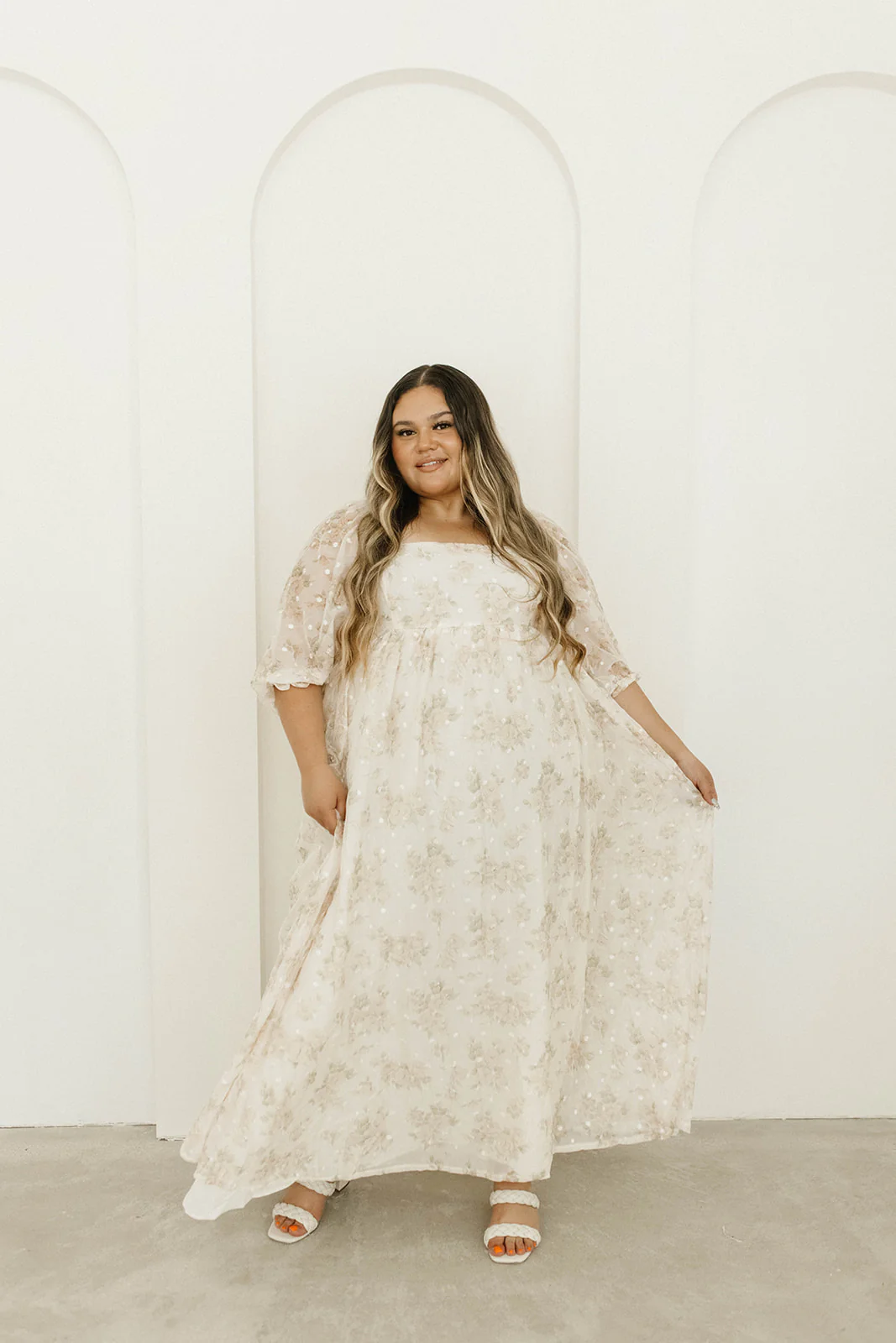 Mona Maxi Dress with Smocking in Cream Floral - Bump Friendly & Inclusive Sizing (S-3XL) - Image 42