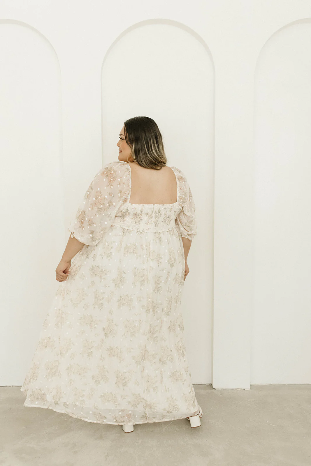 Mona Maxi Dress with Smocking in Cream Floral - Bump Friendly & Inclusive Sizing (S-3XL) - Image 44