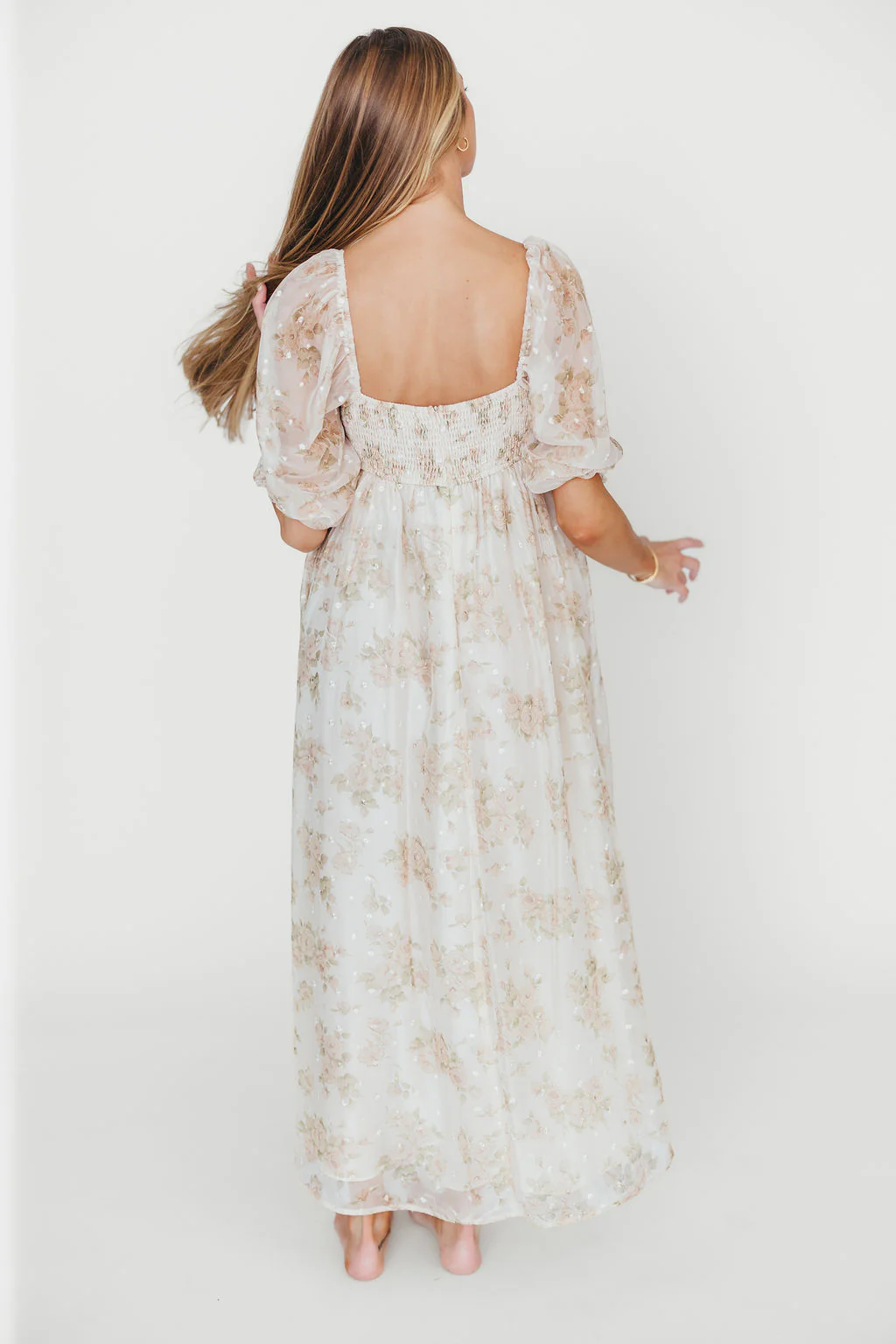 Mona Maxi Dress with Smocking in Cream Floral - Bump Friendly & Inclusive Sizing (S-3XL) - Image 49