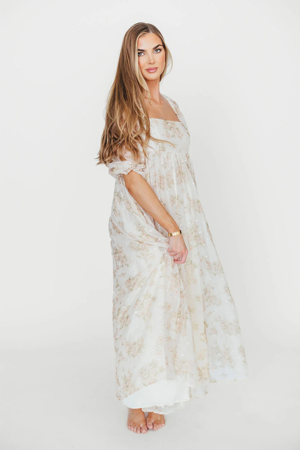 Mona Maxi Dress with Smocking in Cream Floral - Bump Friendly & Inclusive Sizing (S-3XL) - Image 51