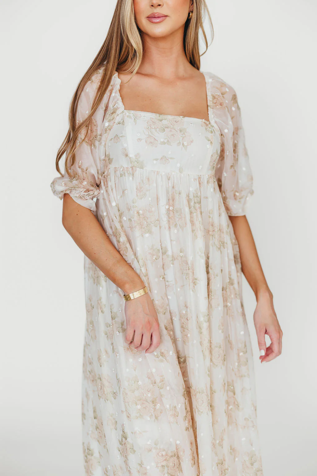 Mona Maxi Dress with Smocking in Cream Floral - Bump Friendly & Inclusive Sizing (S-3XL) - Image 52