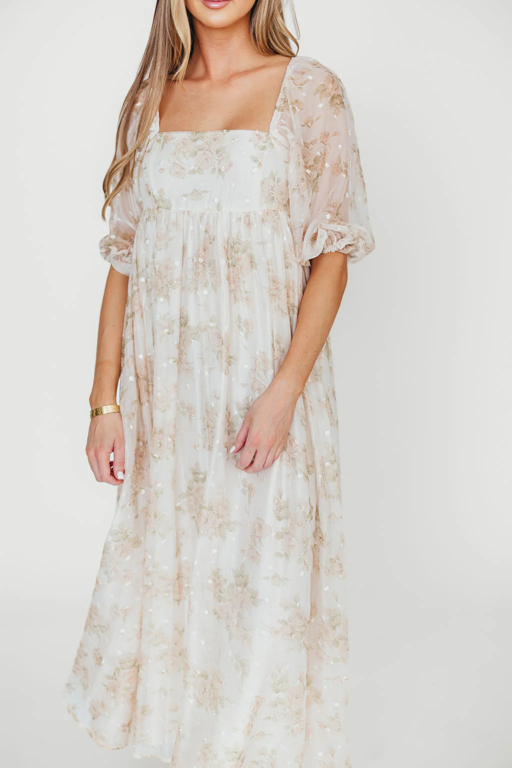 Mona Maxi Dress with Smocking in Cream Floral - Bump Friendly & Inclusive Sizing (S-3XL) - Image 53