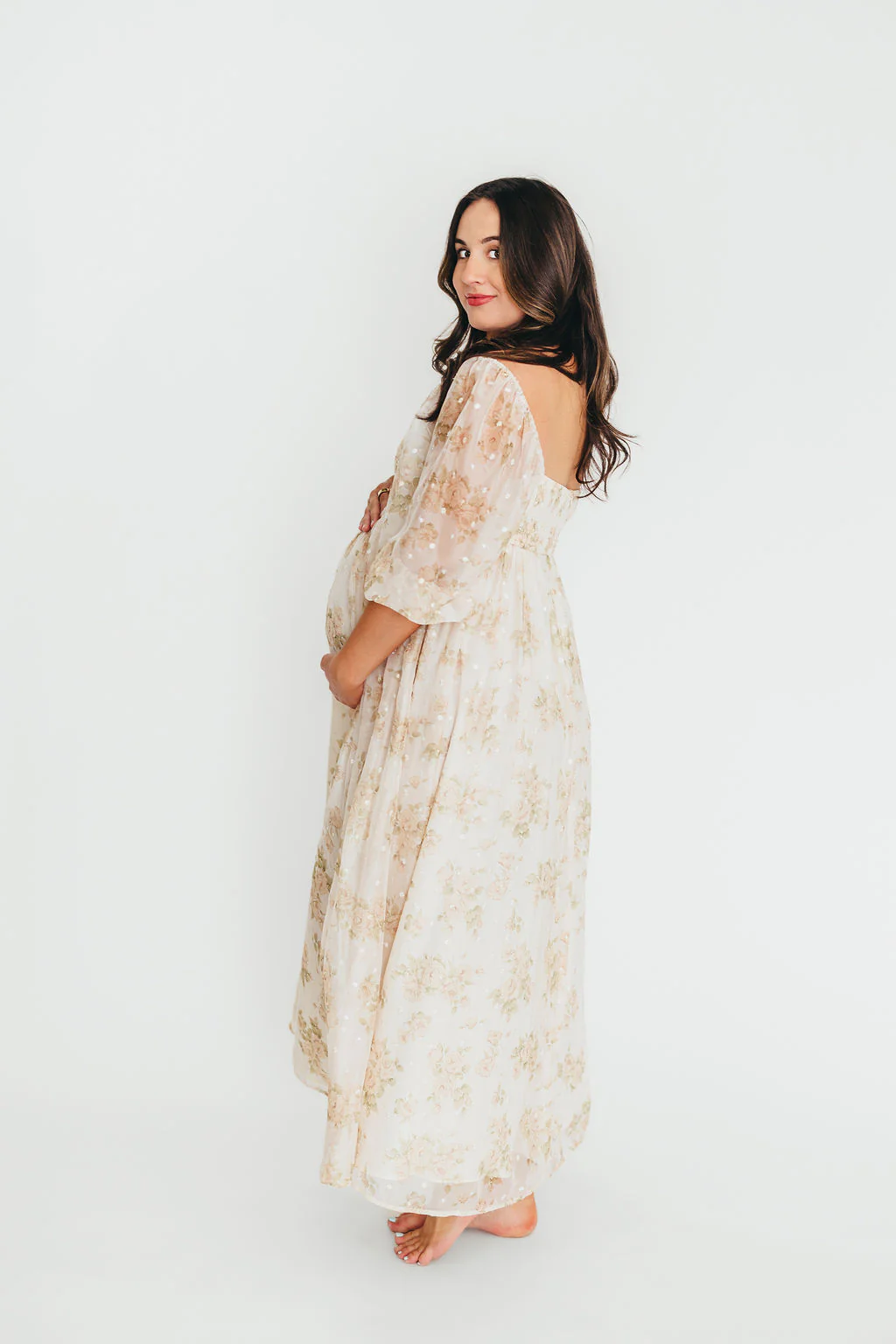 Mona Maxi Dress with Smocking in Cream Floral - Bump Friendly & Inclusive Sizing (S-3XL) - Image 54
