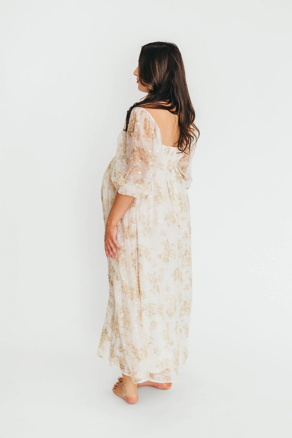 Mona Maxi Dress with Smocking in Cream Floral - Bump Friendly & Inclusive Sizing (S-3XL) - Image 55