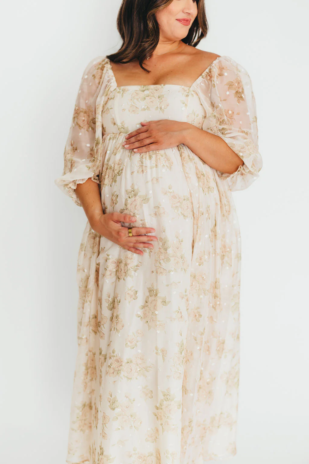 Mona Maxi Dress with Smocking in Cream Floral - Bump Friendly & Inclusive Sizing (S-3XL) - Image 8