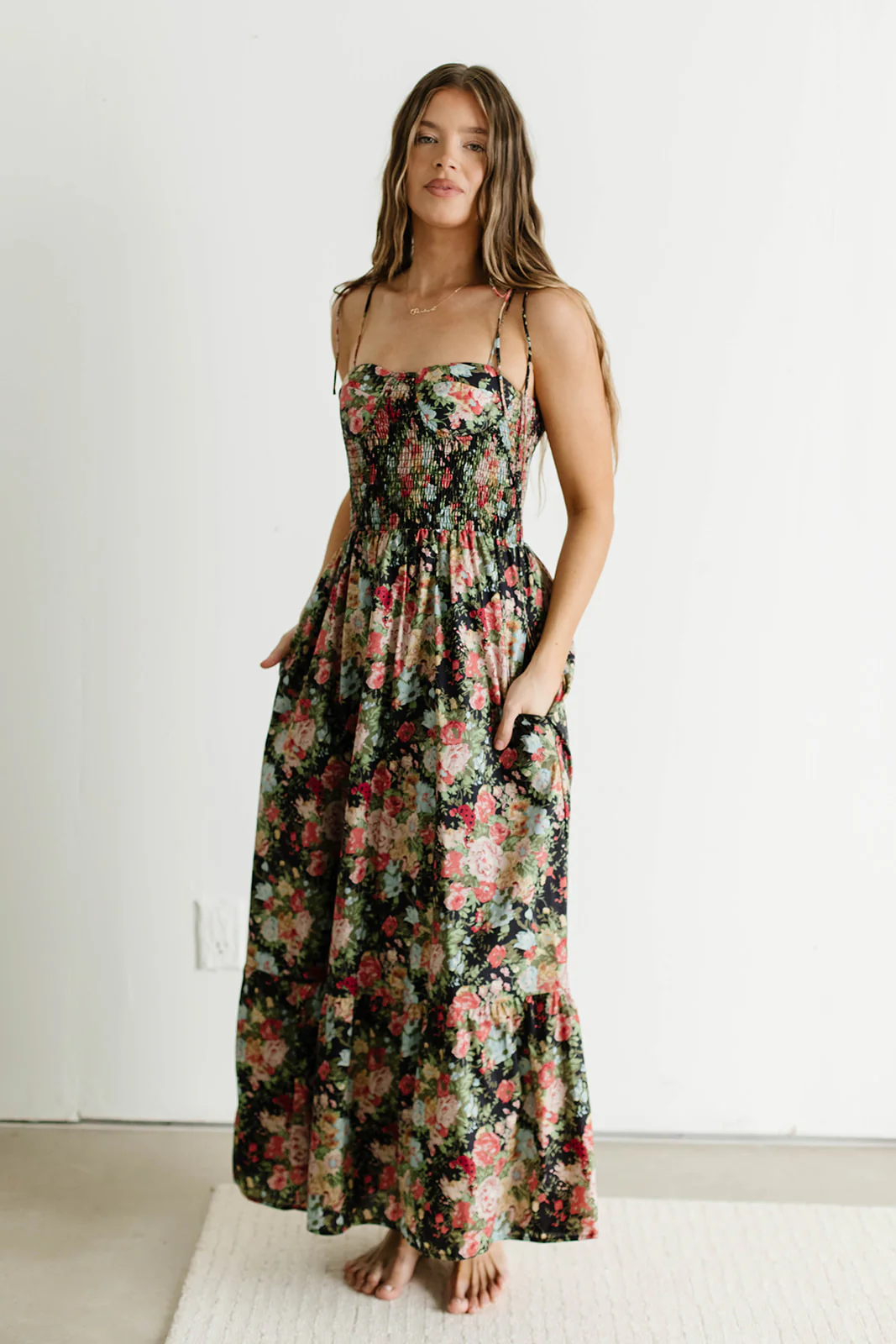 Susannah Floral Maxi Dress in Black - Image 4