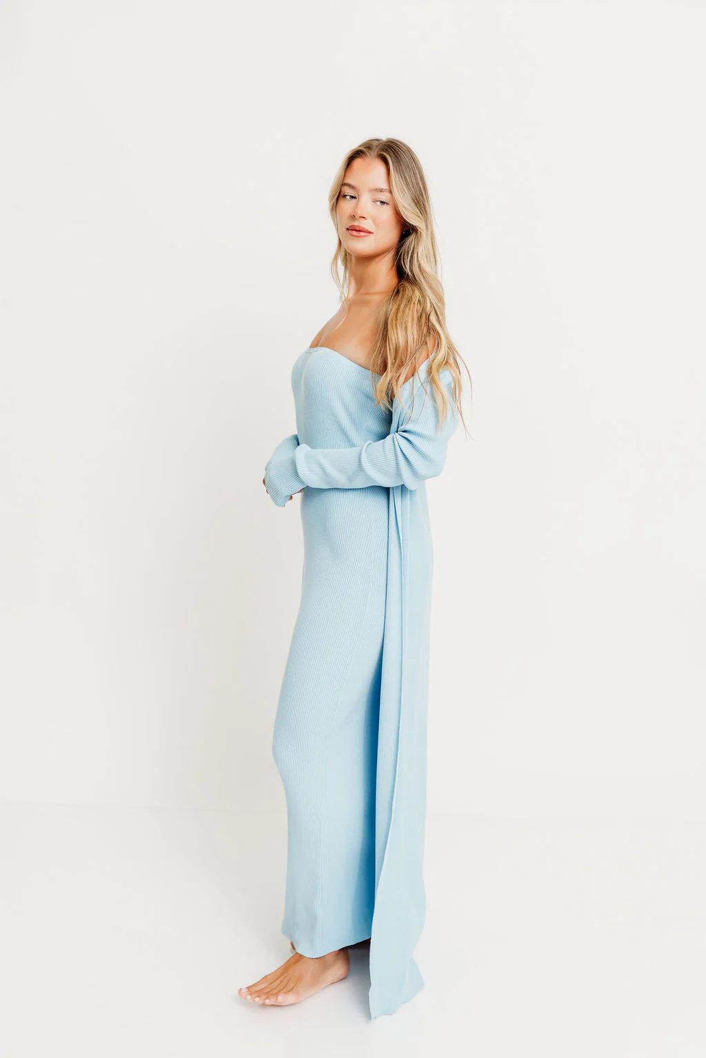 Lina Two Piece Dress Set in Dusty Blue - Bump Friendly *5/30 PRE-ORDER* - Image 3