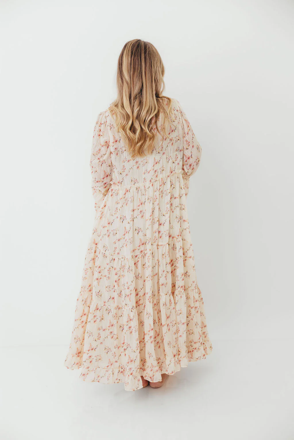 Lisa Woven Floral V-Neck Maxi Dress with Detachable Liner in Cream Multi - Bump Friendly - Image 12