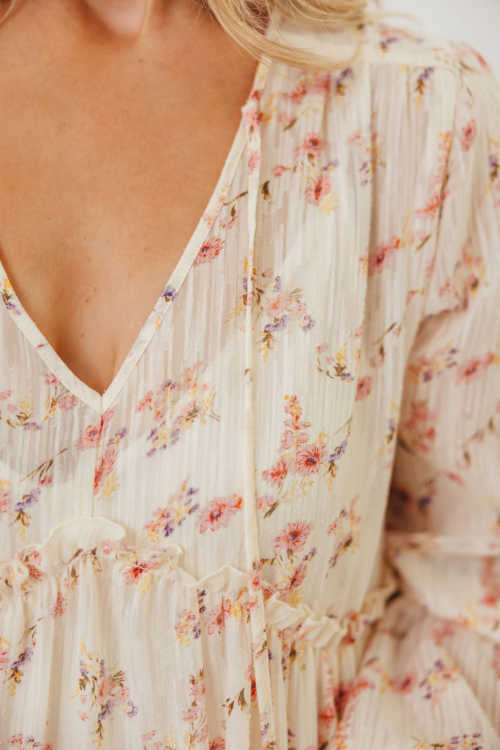 Lisa Woven Floral V-Neck Maxi Dress with Detachable Liner in Cream Multi - Bump Friendly - Image 14