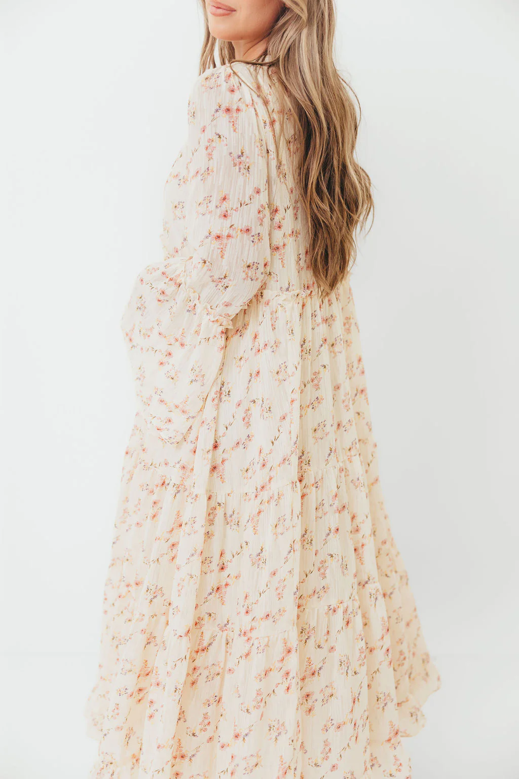 Lisa Woven Floral V-Neck Maxi Dress with Detachable Liner in Cream Multi - Bump Friendly - Image 20