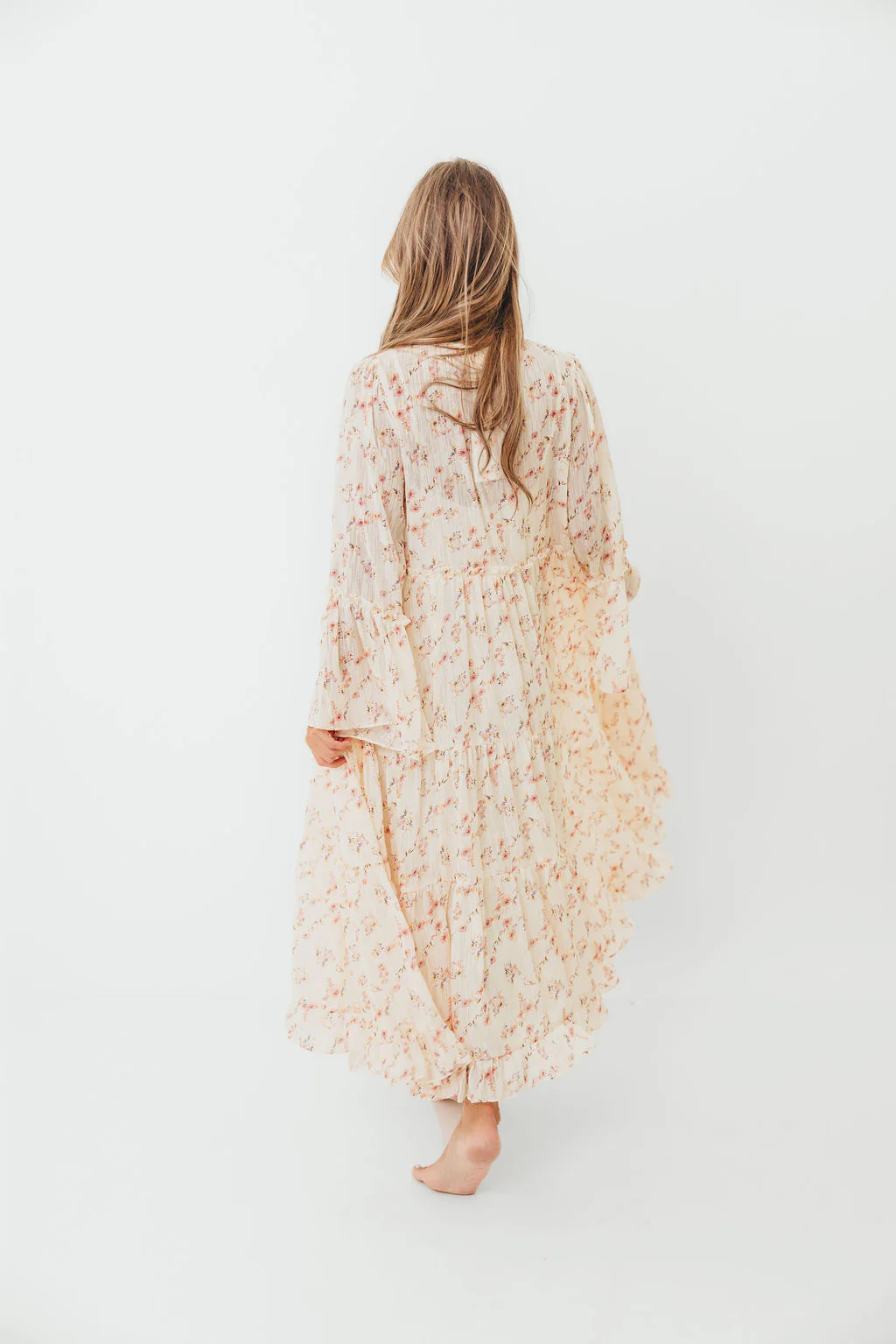 Lisa Woven Floral V-Neck Maxi Dress with Detachable Liner in Cream Multi - Bump Friendly - Image 21
