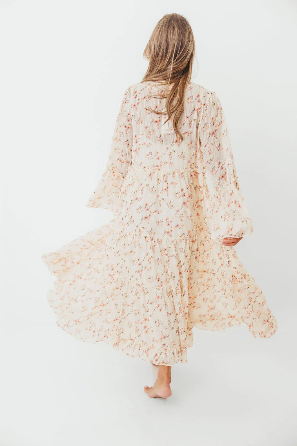 Lisa Woven Floral V-Neck Maxi Dress with Detachable Liner in Cream Multi - Bump Friendly - Image 22