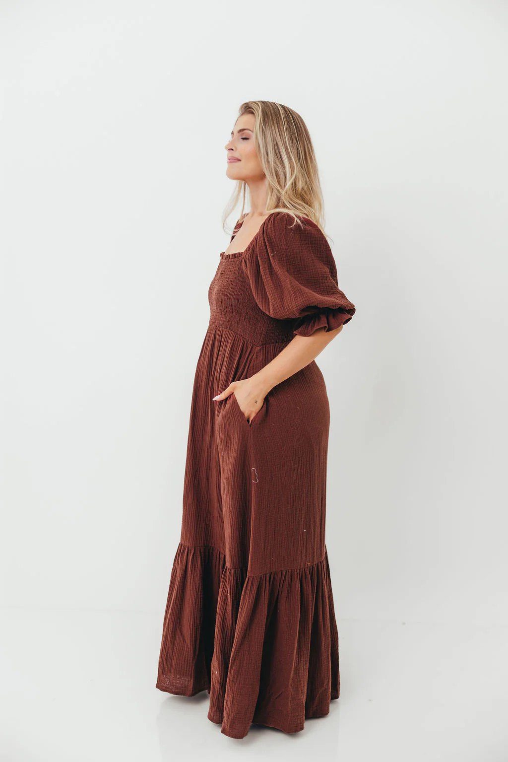 Livvy 100% Cotton Maxi Dress in Rust Brown - Bump Friendly - Image 13