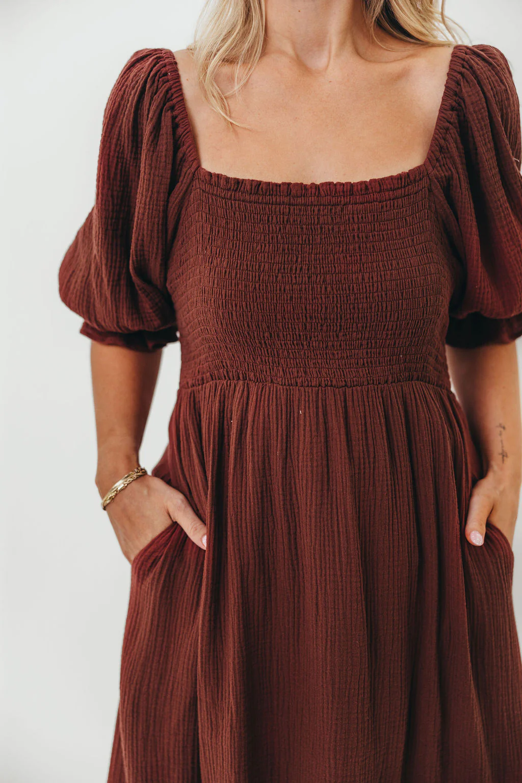 Livvy 100% Cotton Maxi Dress in Rust Brown - Bump Friendly - Image 15