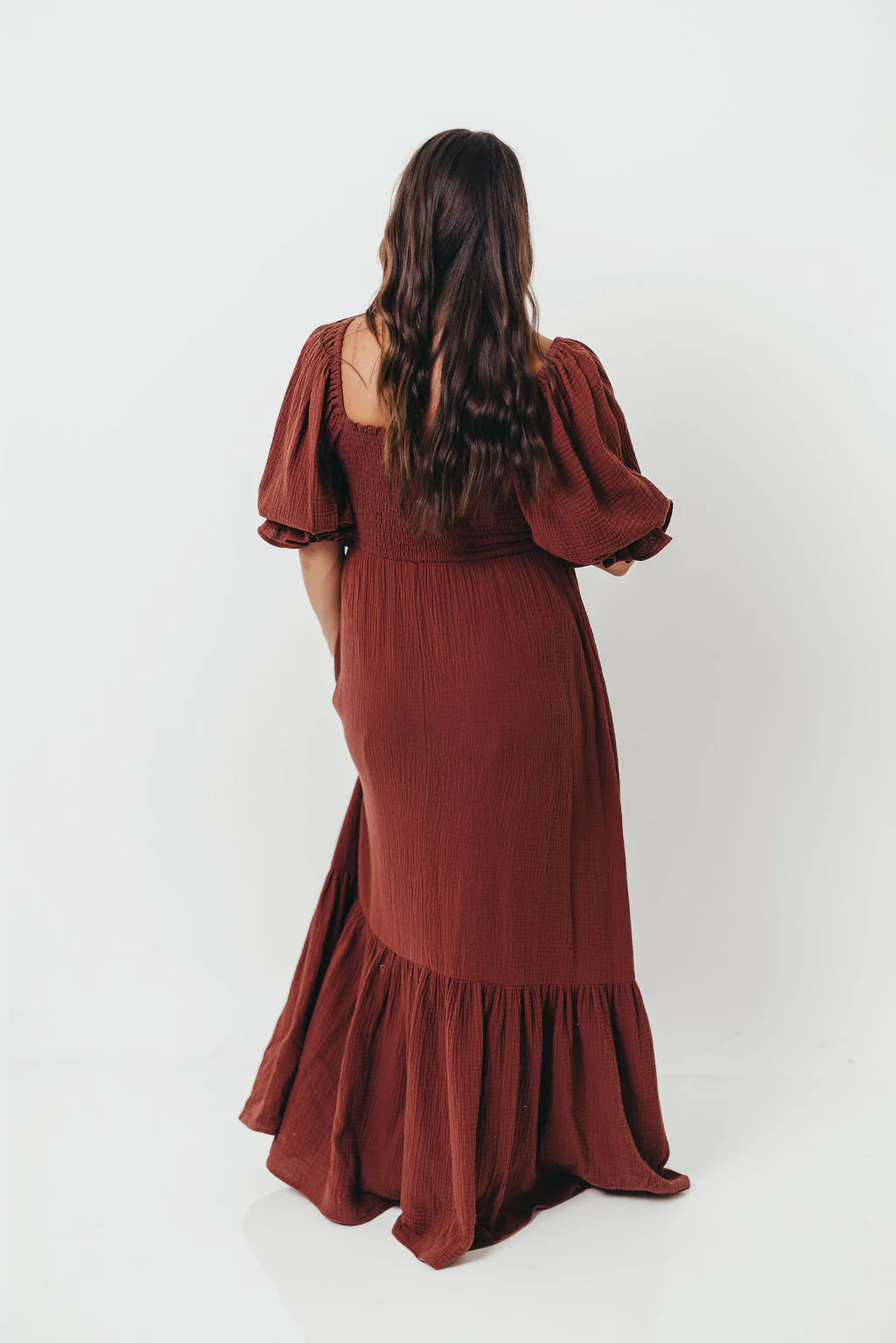 Livvy 100% Cotton Maxi Dress in Rust Brown - Bump Friendly - Image 21