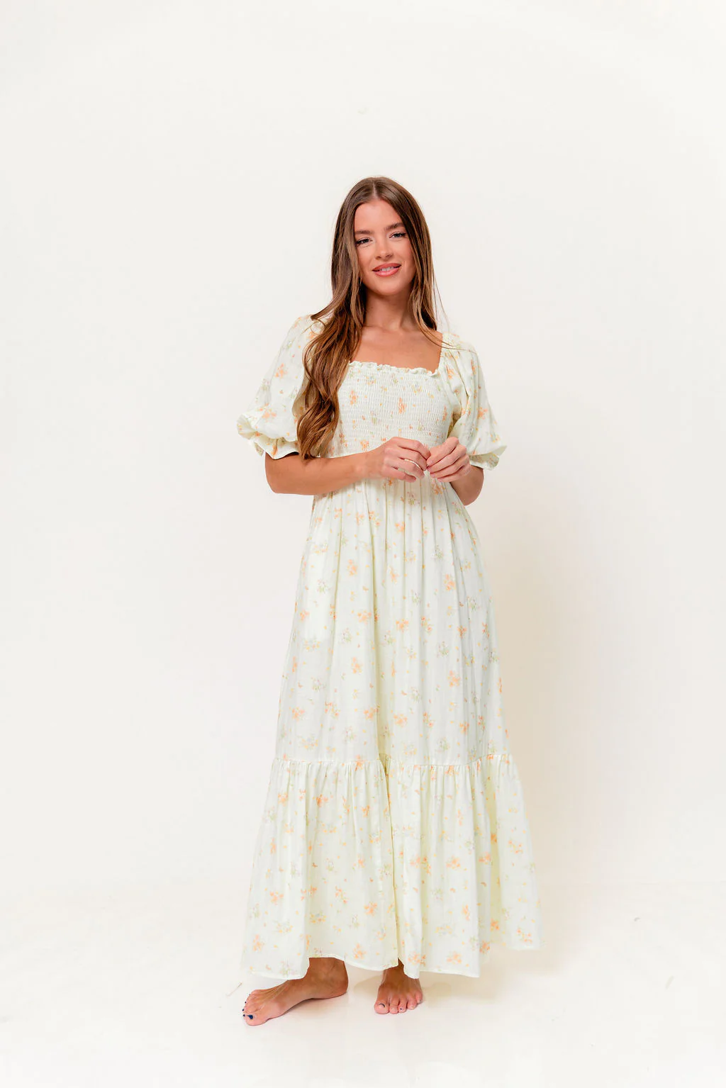 Livvy 100% Cotton Dress in Green (Fully Lined) - Bump Friendly