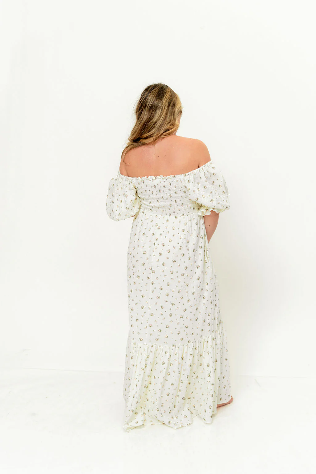 Livvy 100% Cotton Dress in Ivory/Pink Floral (Fully Lined) - Bump Friendly - Image 7