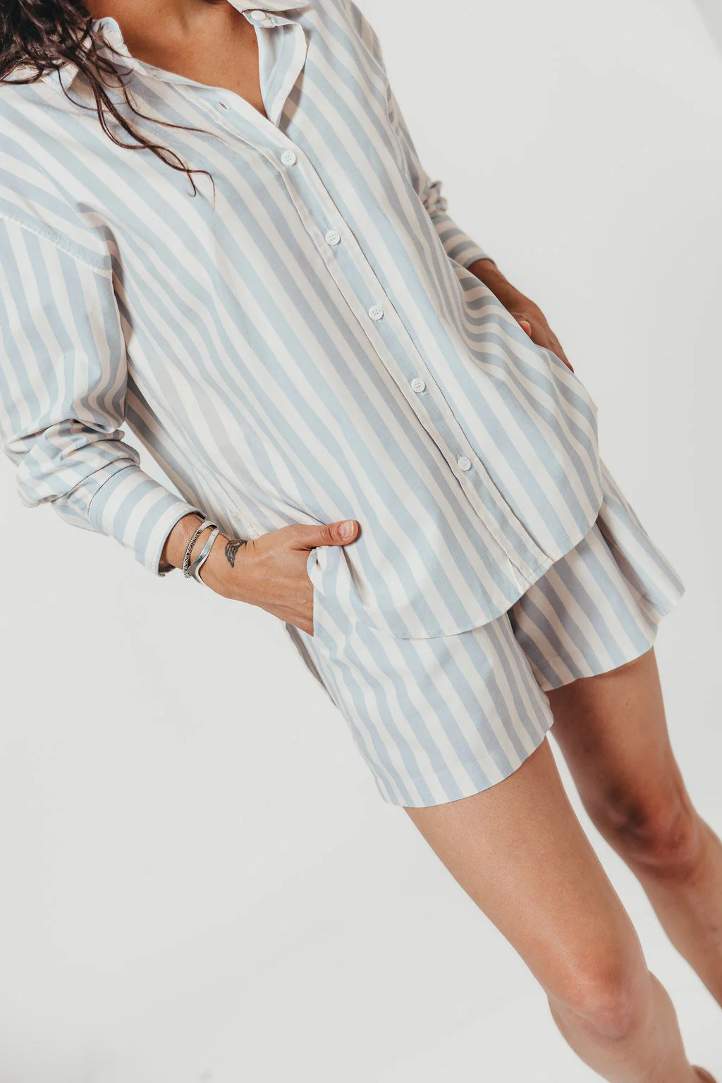 Sharon Striped Shirt in Dusty Blue