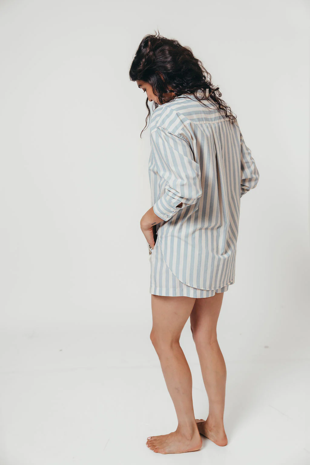 Sharon Striped Shirt in Dusty Blue - Image 10