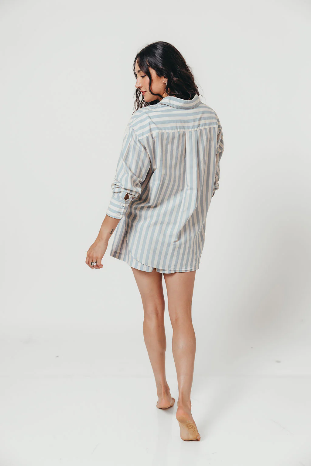 Sharon Striped Shirt in Dusty Blue - Image 5