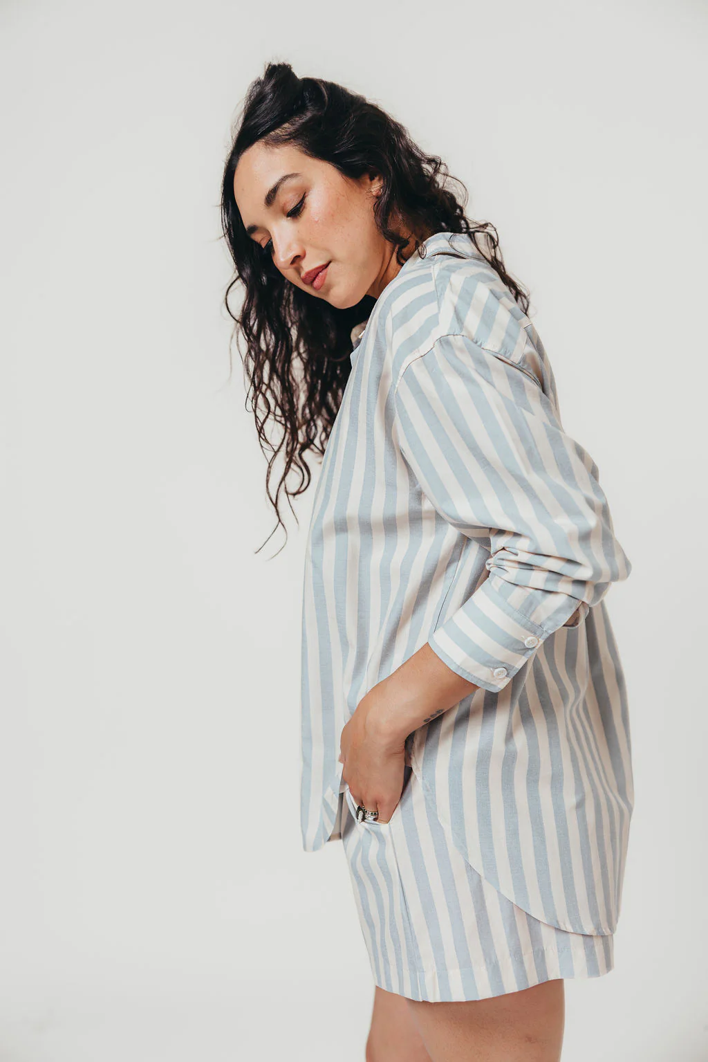 Sharon Striped Shirt in Dusty Blue - Image 6