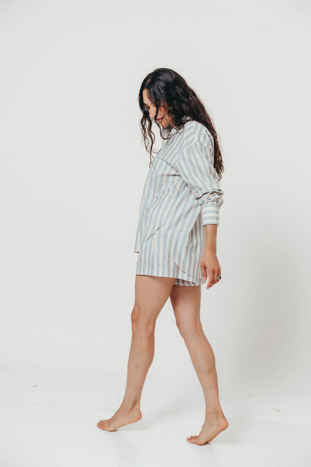 Callahan Striped Shorts in Dusty Blue - Image 4