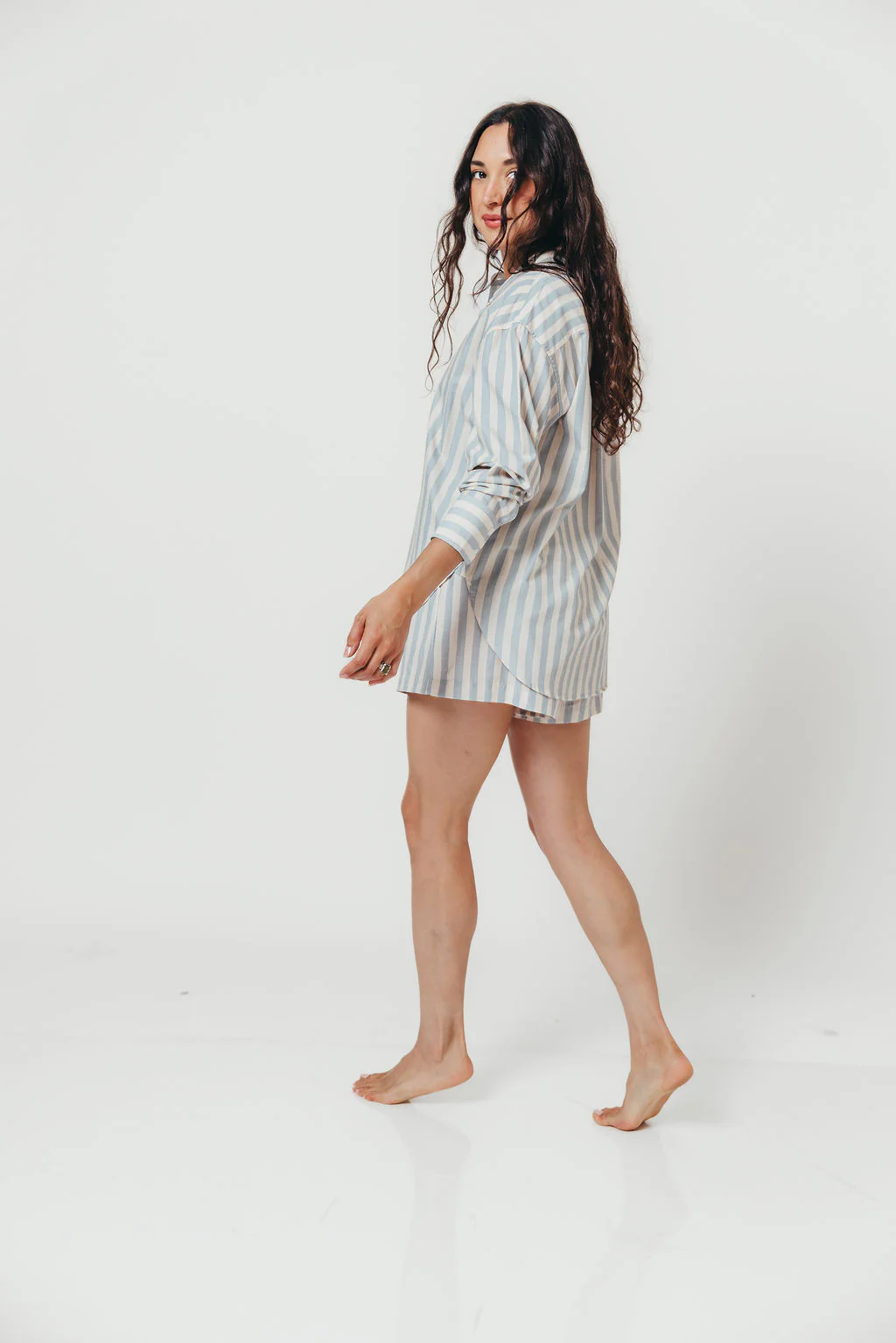Callahan Striped Shorts in Dusty Blue - Image 5