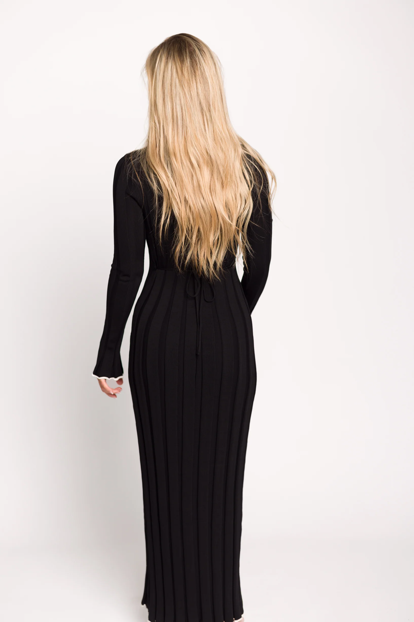 Bentley Ribbed Knit Maxi Dress in Black with White Trim - Bump Friendly *Final Sale* - Image 12