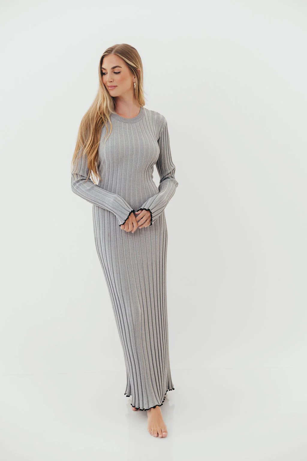 Bentley Dress Heather Gray Black Trim - Image 4
