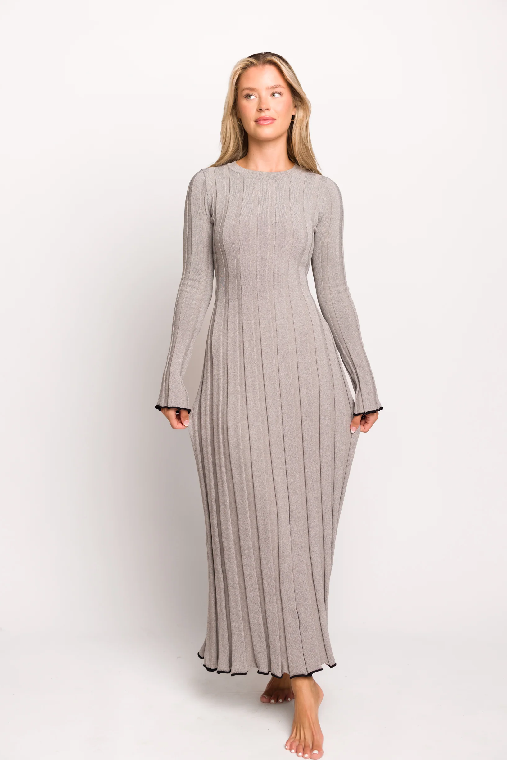 Bentley Dress Heather Gray Black Trim - Image 8