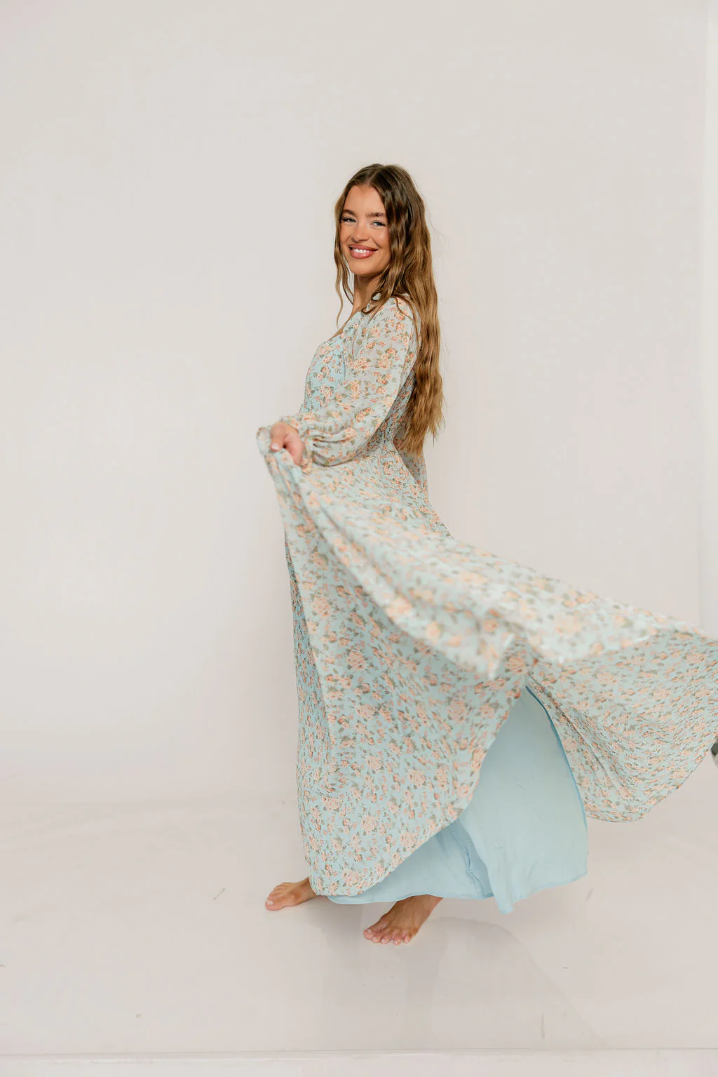 Loretta Maxi Dress in Light Blue Floral - Bump Friendly - Image 7