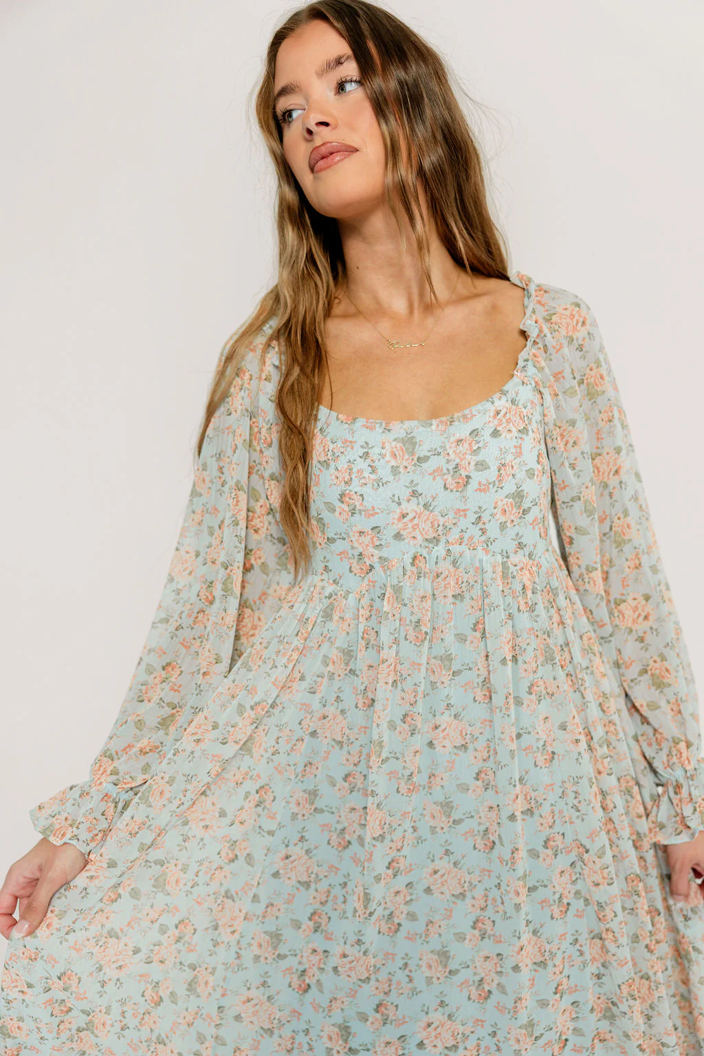 Loretta Maxi Dress in Light Blue Floral - Bump Friendly - Image 8