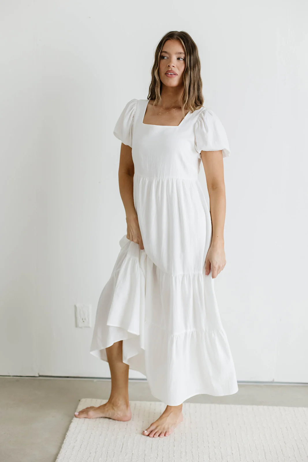 Marlina Midi Dress in Ivory