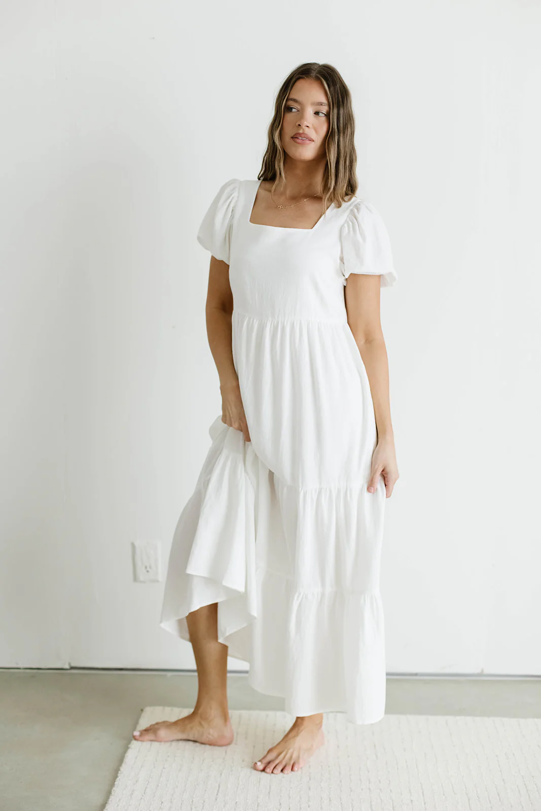 Marlina Midi Dress in Ivory - Image 2