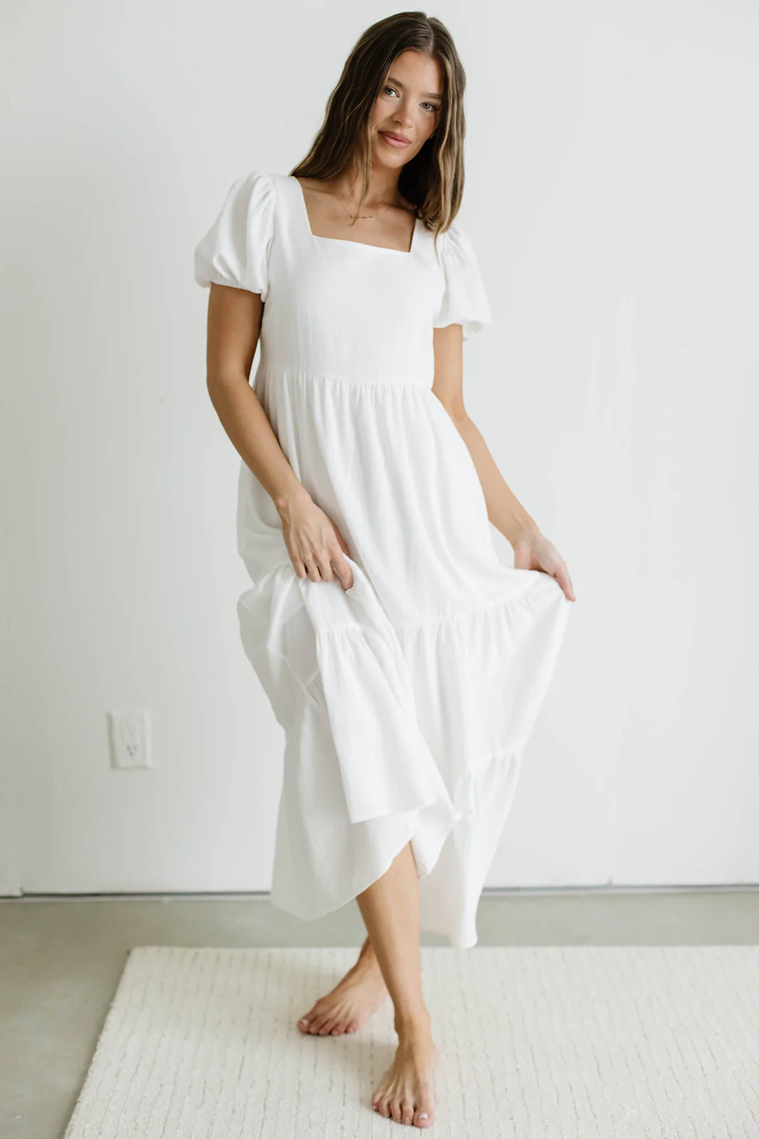 Marlina Midi Dress in Ivory - Image 3