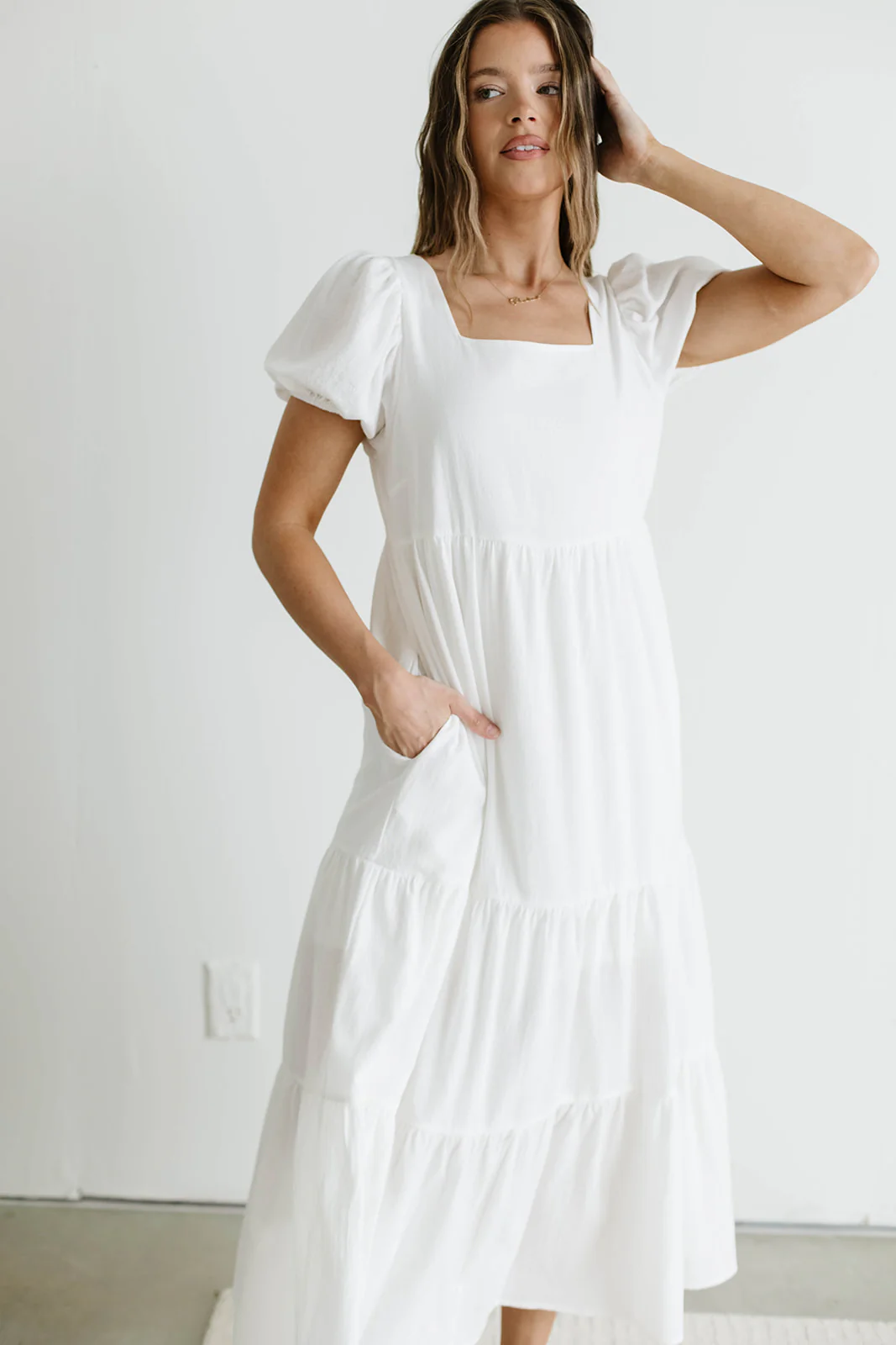 Marlina Midi Dress in Ivory - Image 4