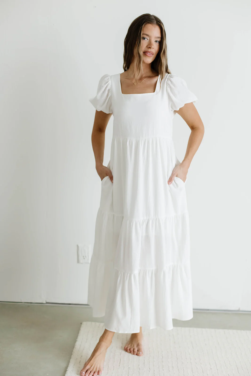 Marlina Midi Dress in Ivory - Image 9