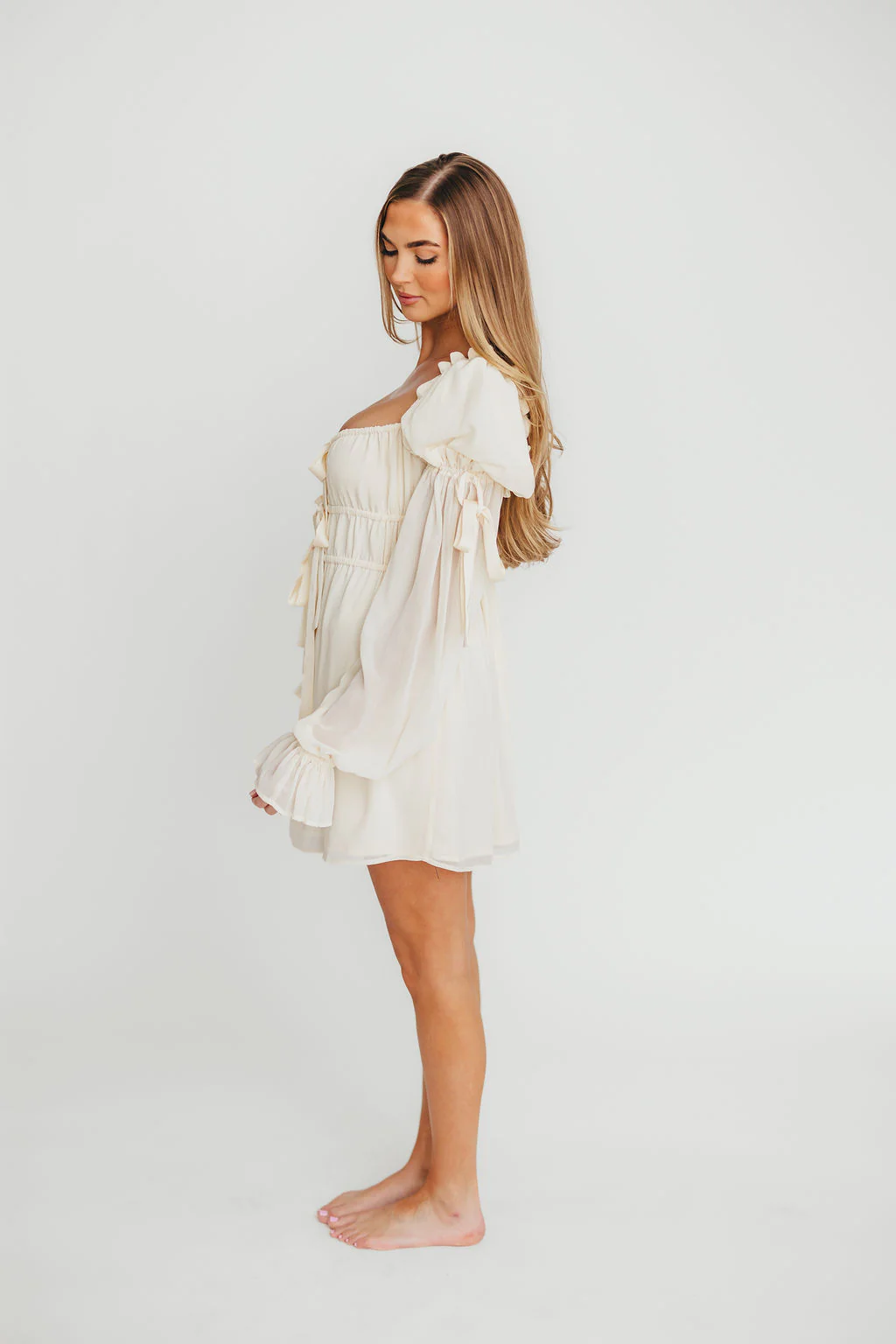 Macbeth Mini Dress in Cream - Image 4