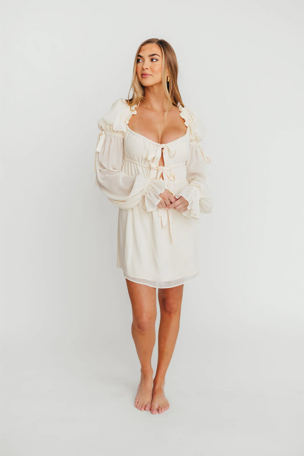 Macbeth Mini Dress in Cream - Image 7