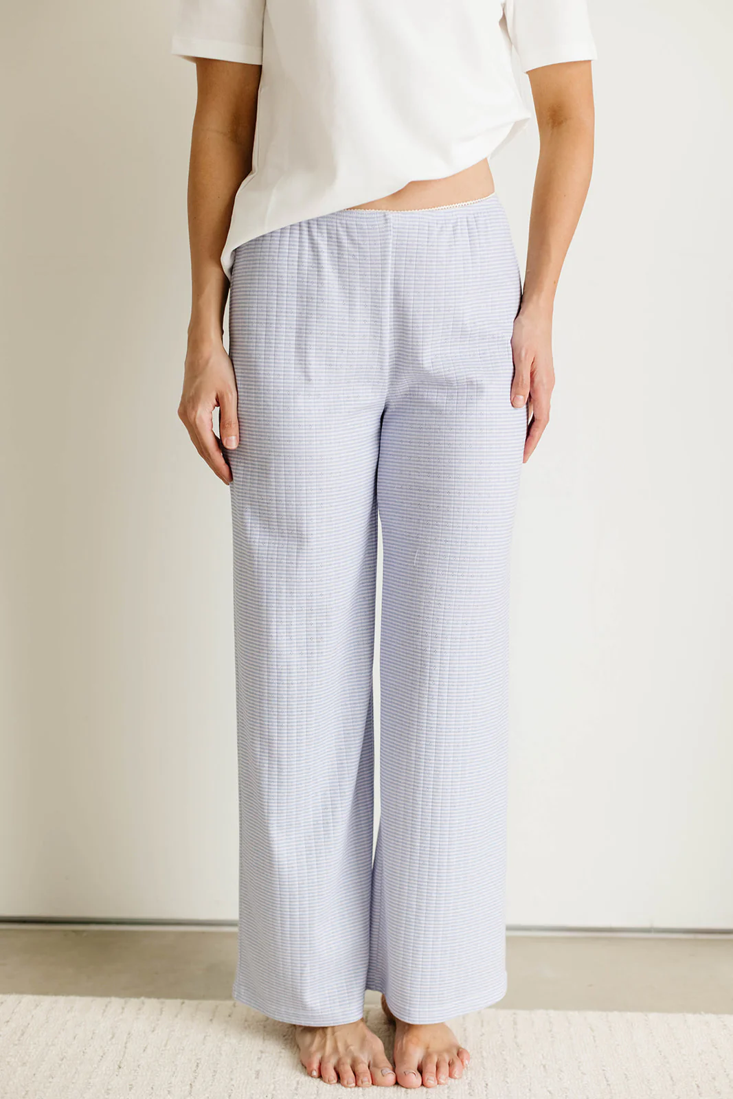 Suri Pointelle Lounge Pants in Dusty Blue - Image 3