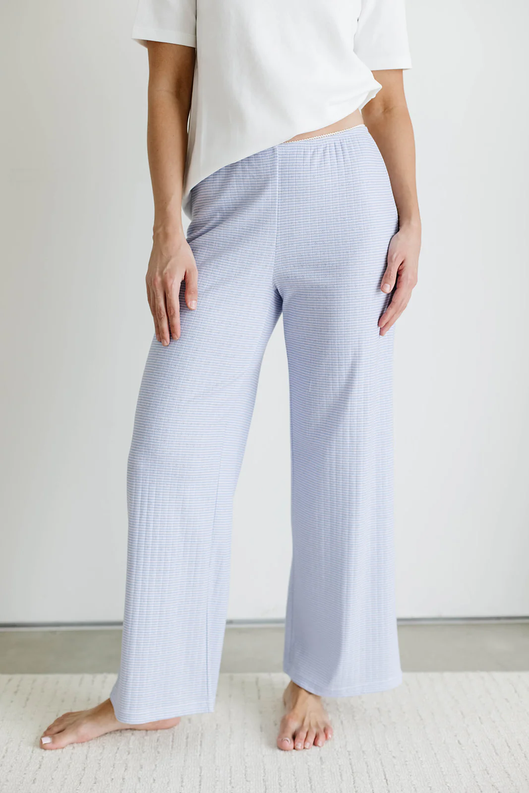 Suri Pointelle Lounge Pants in Dusty Blue - Image 6