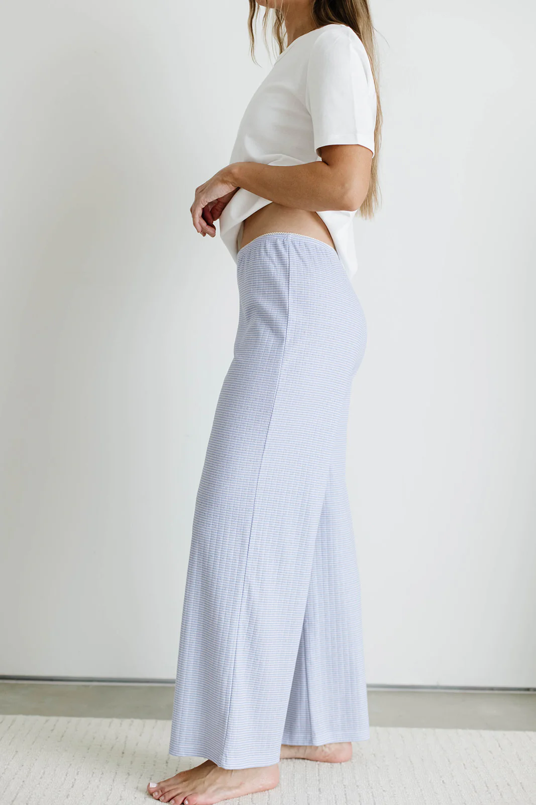 Suri Pointelle Lounge Pants in Dusty Blue - Image 7