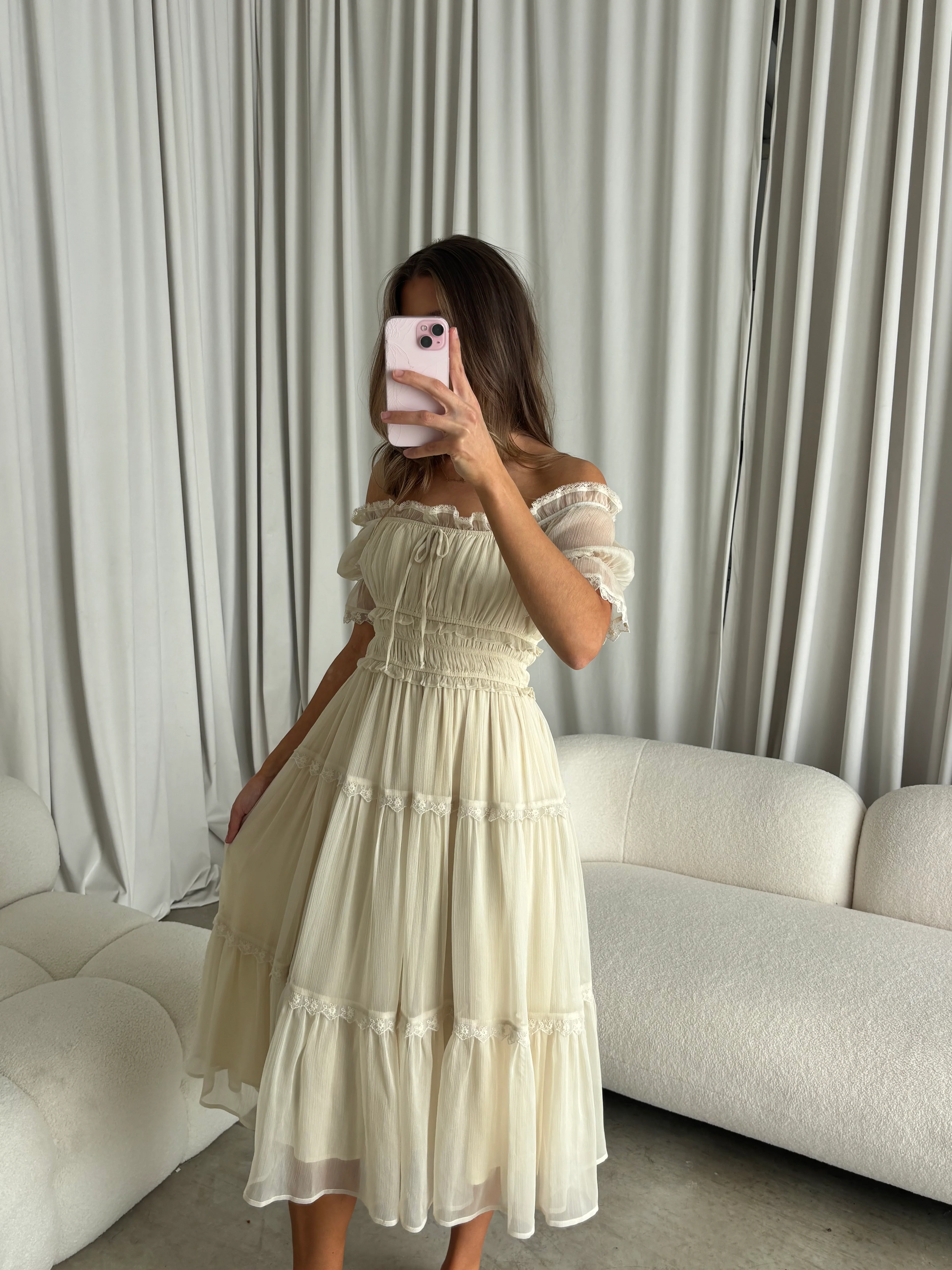 Marla Maxi Dress in Butter Cream - See Selfie Photo for True Color - Image 2