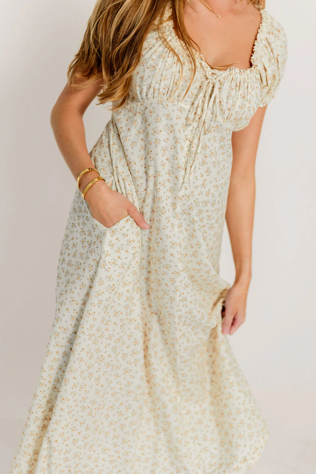 Marley Midi Dress in Cream - Image 3